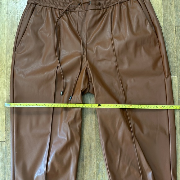 *last chance* Nine West | faux leather brown pants w/ draw string tie at waist - Picture 10 of 16